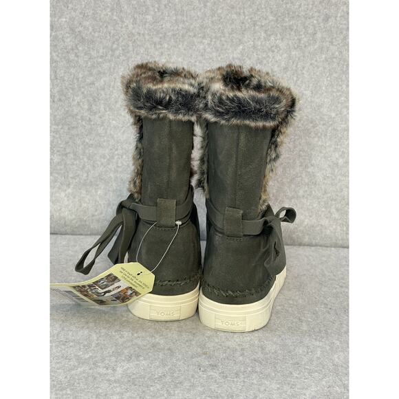 TOMS Vista Faux Fur Lined Forest Green Waterproof Suede/Faux Fur Boot Women Sz 7 - Picture 8 of 10